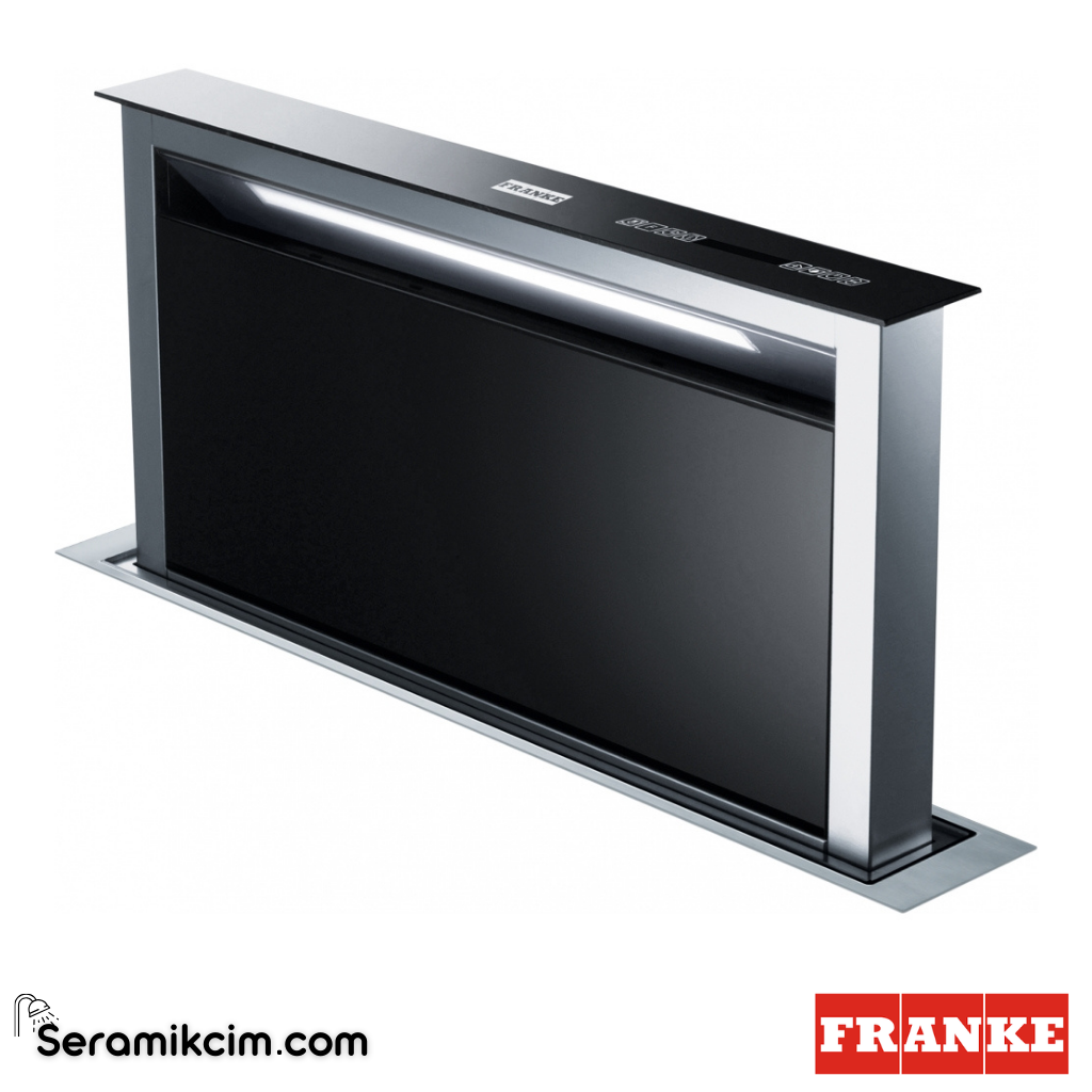 Franke Downdraft FDW 908 IB XS 794x120mm Tezgahaltı Ankastre Gömme Davlumbaz Siyah Cam / Inox 110.0365.588 - 110.0365.588