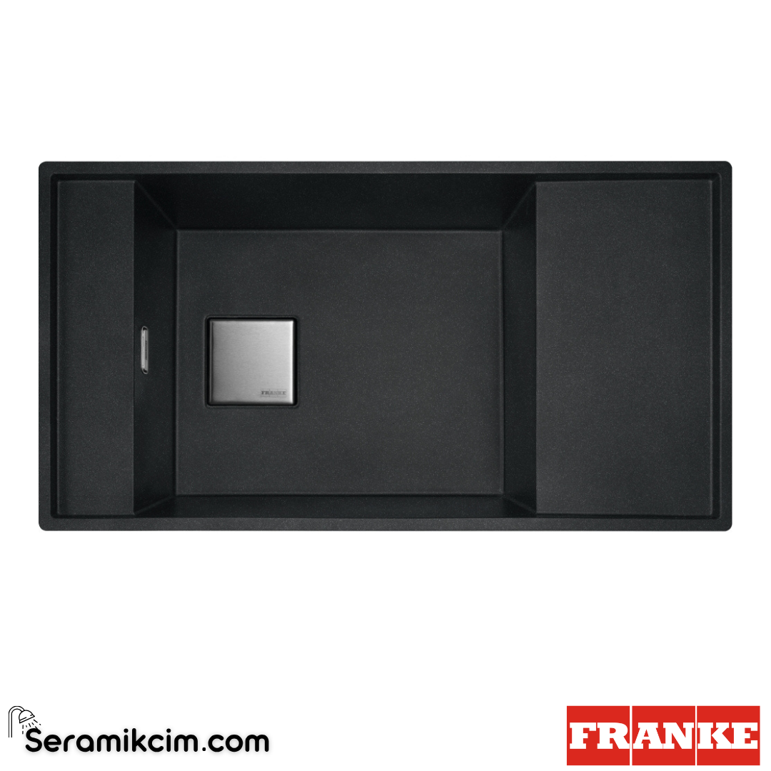Franke Fresno FSG 611-88 Tezgahüstü Damlalıklı 1 Gözlü Dikdörtgen 877x495mm Granit Eviye Nero 114.0656.033