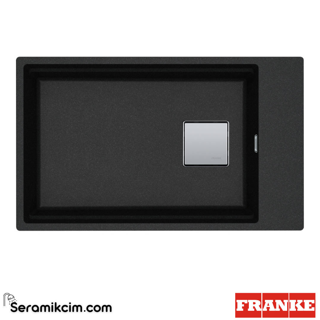 Franke Kubus 2 KNG 110-62 Tezgahaltı 1 Gözlü Dikdörtgen 760x460mm Granit Eviye Nero 125.0529.612