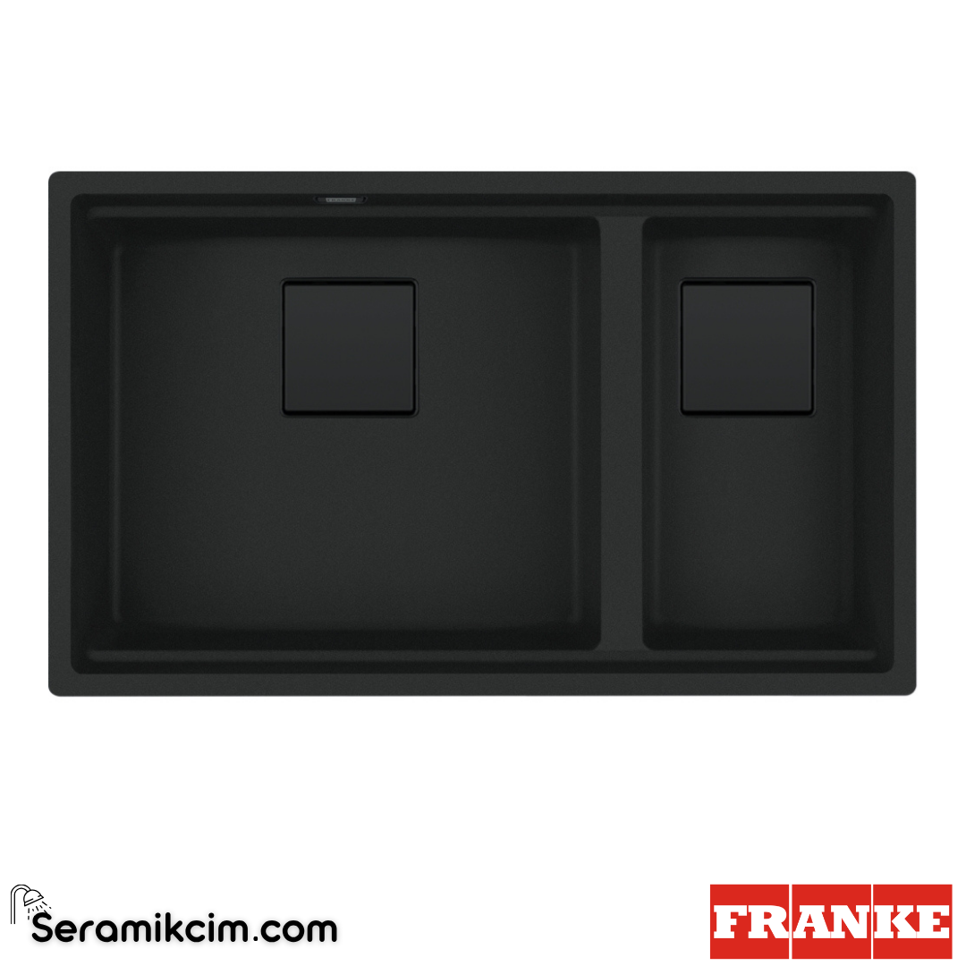 Franke Kubus 2 KNG 120 Tezgahaltı 1,5 Gözlü Dikdörtgen 720x420mm Granit Eviye Mat Siyah 125.0718.492125.0718.492