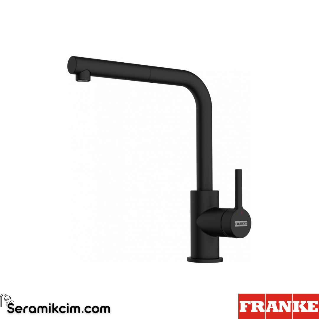 Franke Lina L Matt Black Doccia Spiralli Mutfak Armatürü Mat Siyah 115.0712.435