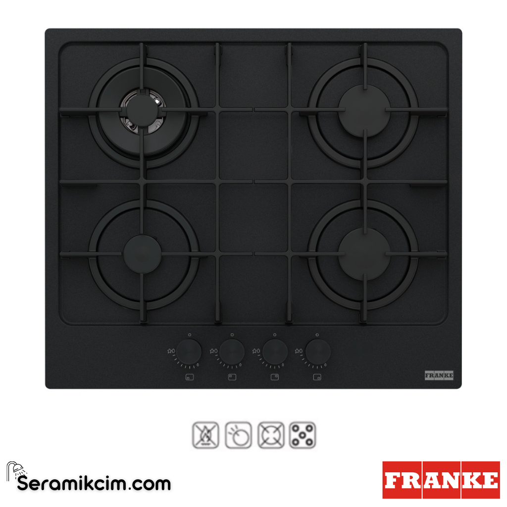 Franke Maris FHMA 604 3G DC MB C Tezgahüstü 4 Gözlü 590x510mm Gazlı Ocak Mat Siyah - 106.0670.112