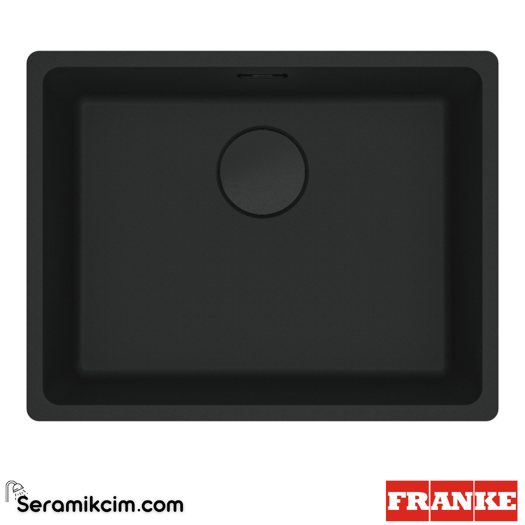 Franke Maris MRG 110-52 Tezgahaltı 1 Gözlü Dikdörtgen 553x433mm Granit Eviye Mat Siyah 125.0686.715125.0686.715