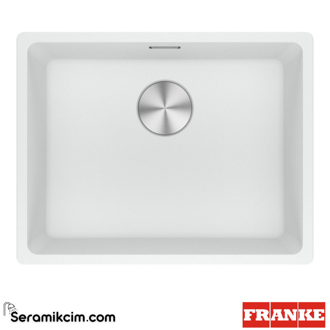 Franke Maris MRG 110-52 Tezgahaltı 1 Gözlü Dikdörtgen 553x433mm Granit Eviye Bianco 125.0688.488