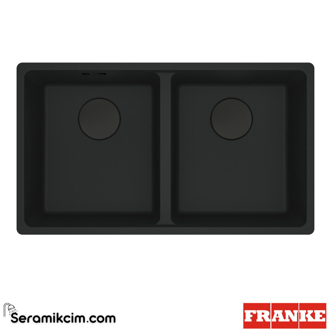 Franke Maris MRG 120-35-35 Tezgahaltı 2 Gözlü Dikdörtgen 753x433mm Granit Eviye Mat Siyah 125.0686.731125.0686.731