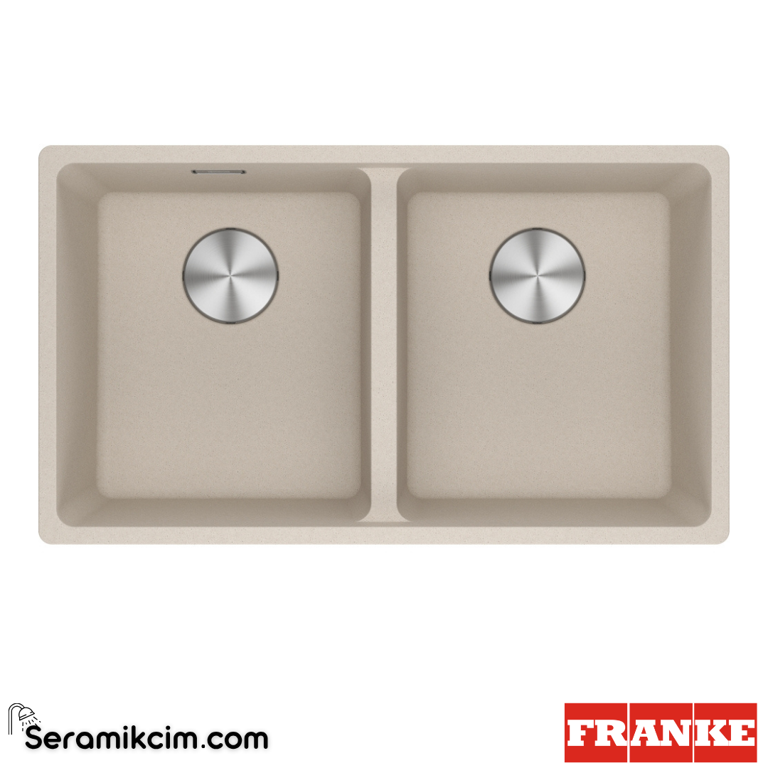 Franke Maris MRG 120-35-35 Tezgahaltı 2 Gözlü Dikdörtgen 753x433mm Granit Eviye Sahara 125.0686.736