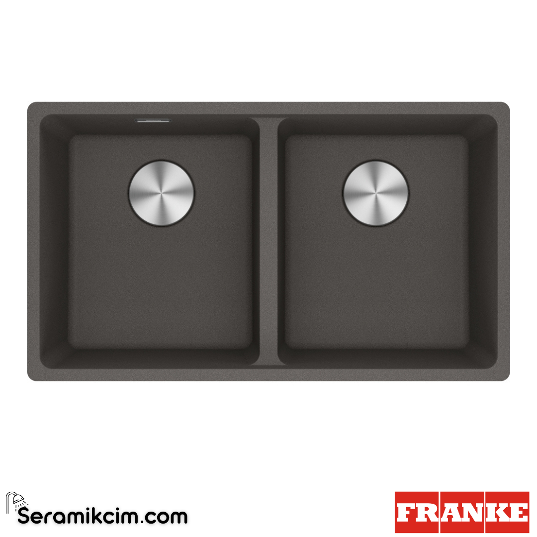 Franke Maris MRG 120-35-35 Tezgahaltı 2 Gözlü Dikdörtgen 753x433mm Granit Eviye Slate Grey 125.0714.198