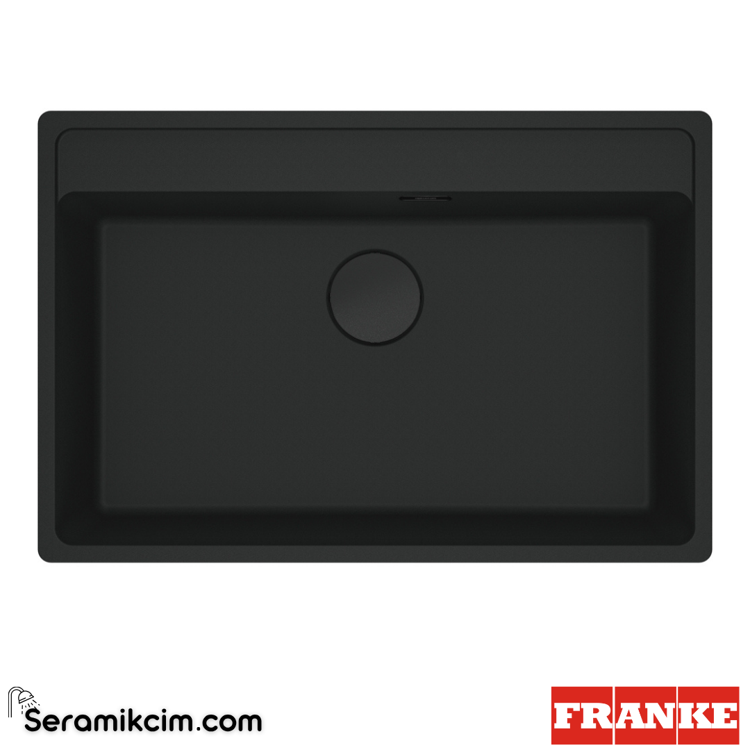 Franke Maris MRG 610-72 Tezgahüstü 1 Gözlü Dikdörtgen 760x510mm Granit Eviye Mat Siyah 114.0661.666