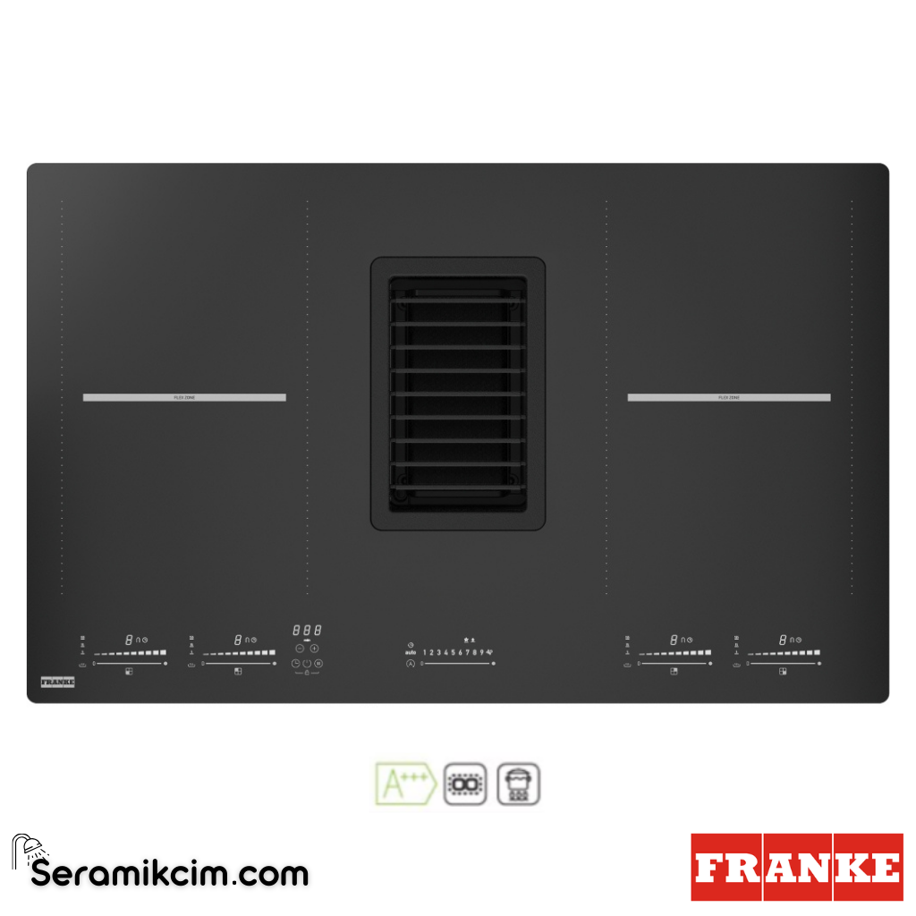 Franke Mythos 2gether FMY 839 HI Tezgahüstü 4 Gözlü 830x520mm İndüksiyonlu Davlumbazlı Ocak Siyah Cam - 340.0597.249