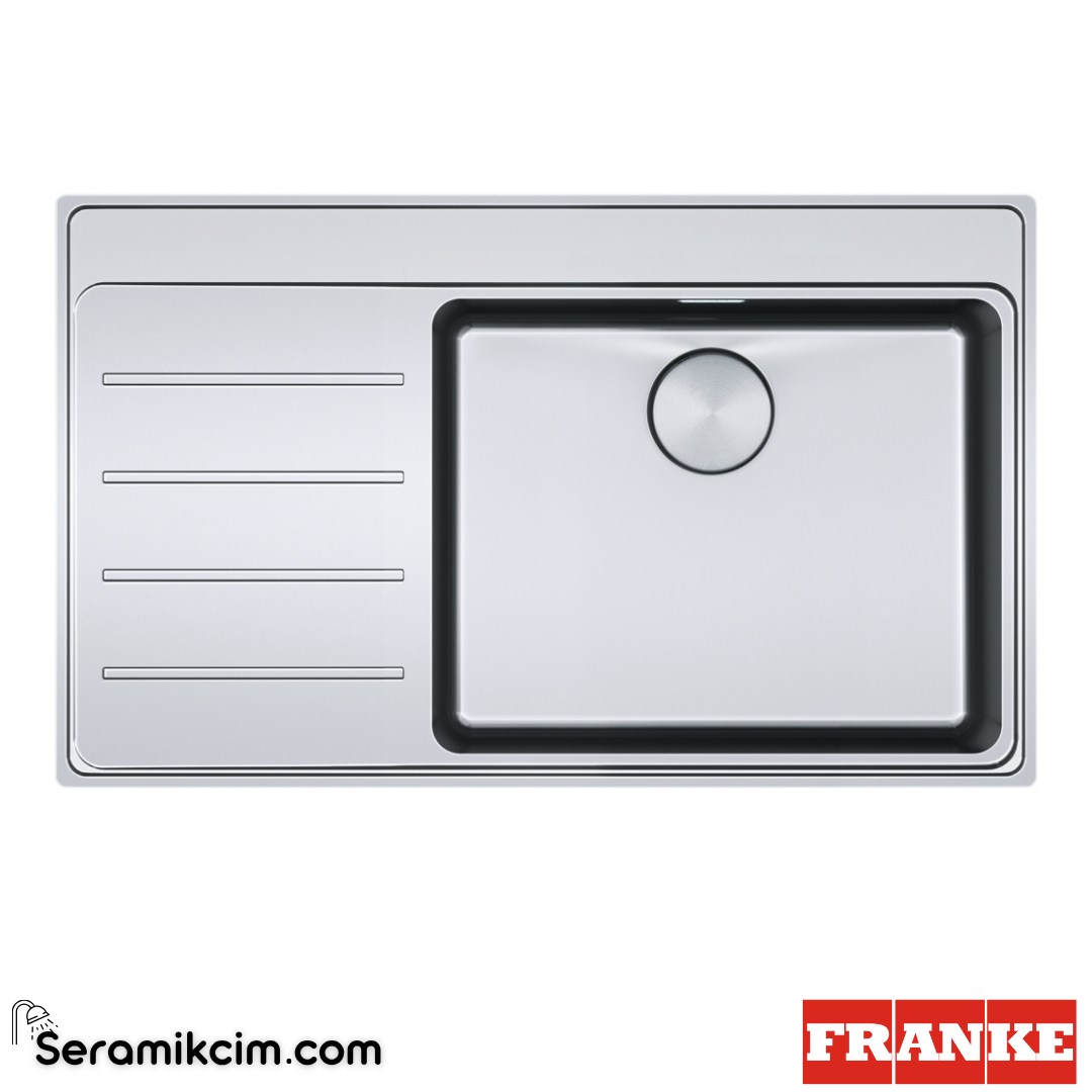 Franke Mythos MYX 211-86 TPL SOL Tezgahüstü-Tezgaha Sıfır 1 Gözlü Sol Damlalıklı 860x520mm Paslanmaz Çelik Eviye İnox 127.0638.907127.0638.907
