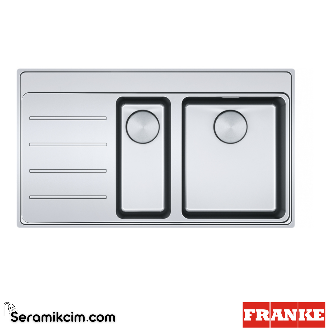 Franke Mythos MYX 251-86 TPL SOL Tezgahüstü-Tezgaha Sıfır 1,5 Gözlü Sol Damlalıklı 860x520 Paslanmaz Çelik Eviye İnox 127.0638.946127.0638.946