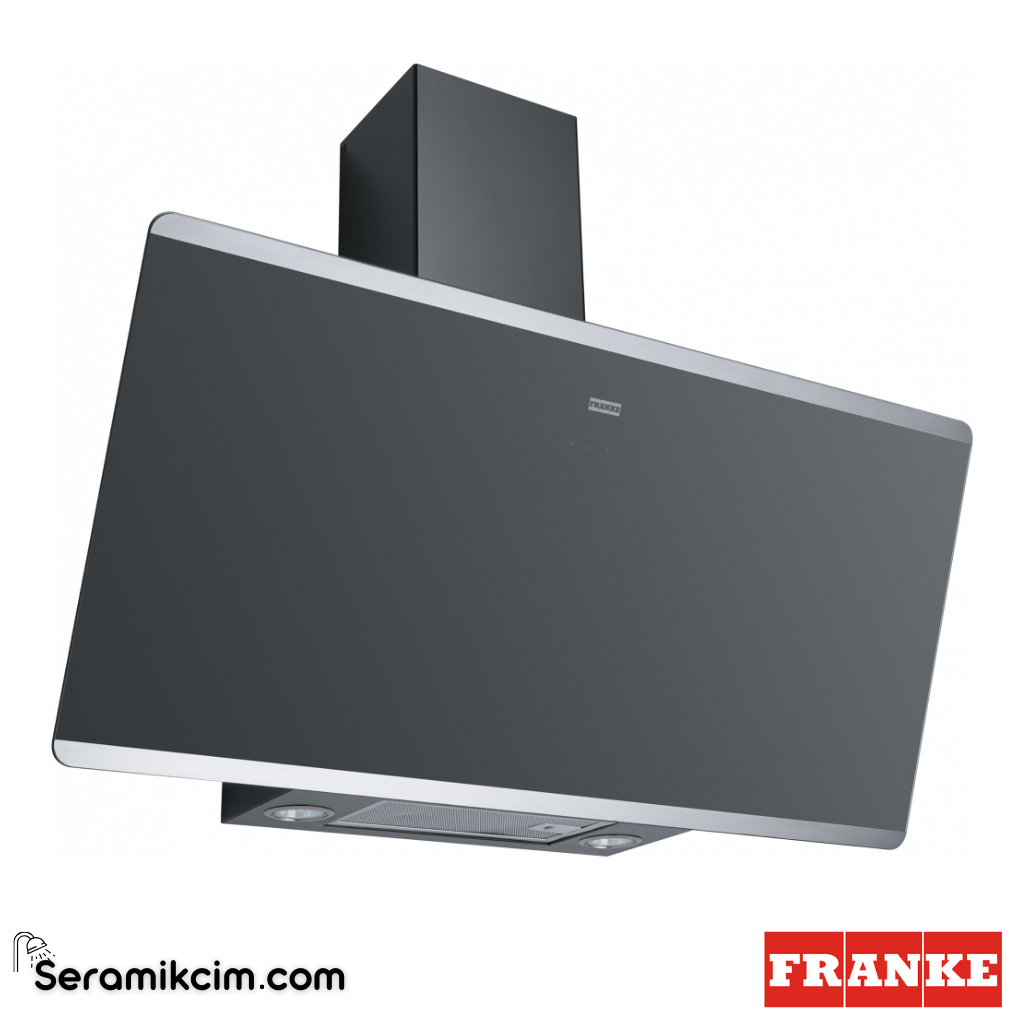 Franke Smart Linear Vertical FPJ 915 V BK/SS 898x382mm Duvar Tipi Eğimli Cam Davlumbaz Siyah Cam 330.0516.052 - 330.0516.052