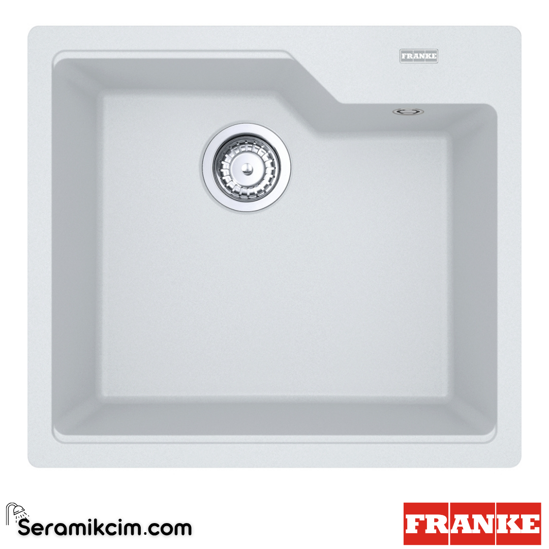 Franke Urban UBG 610-56 Tezgahüstü 1 Gözlü Dikdörgen 560x500mm Granit Eviye Bianco 114.0686.796