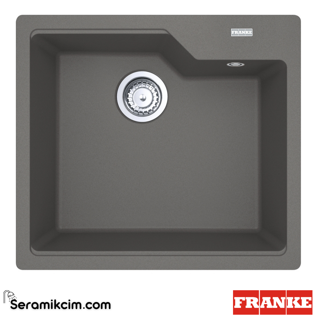 Franke Urban UBG 610-56 Tezgahüstü 1 Gözlü Dikdörgen 560x500mm Granit Eviye Stone Grey 114.0686.797
