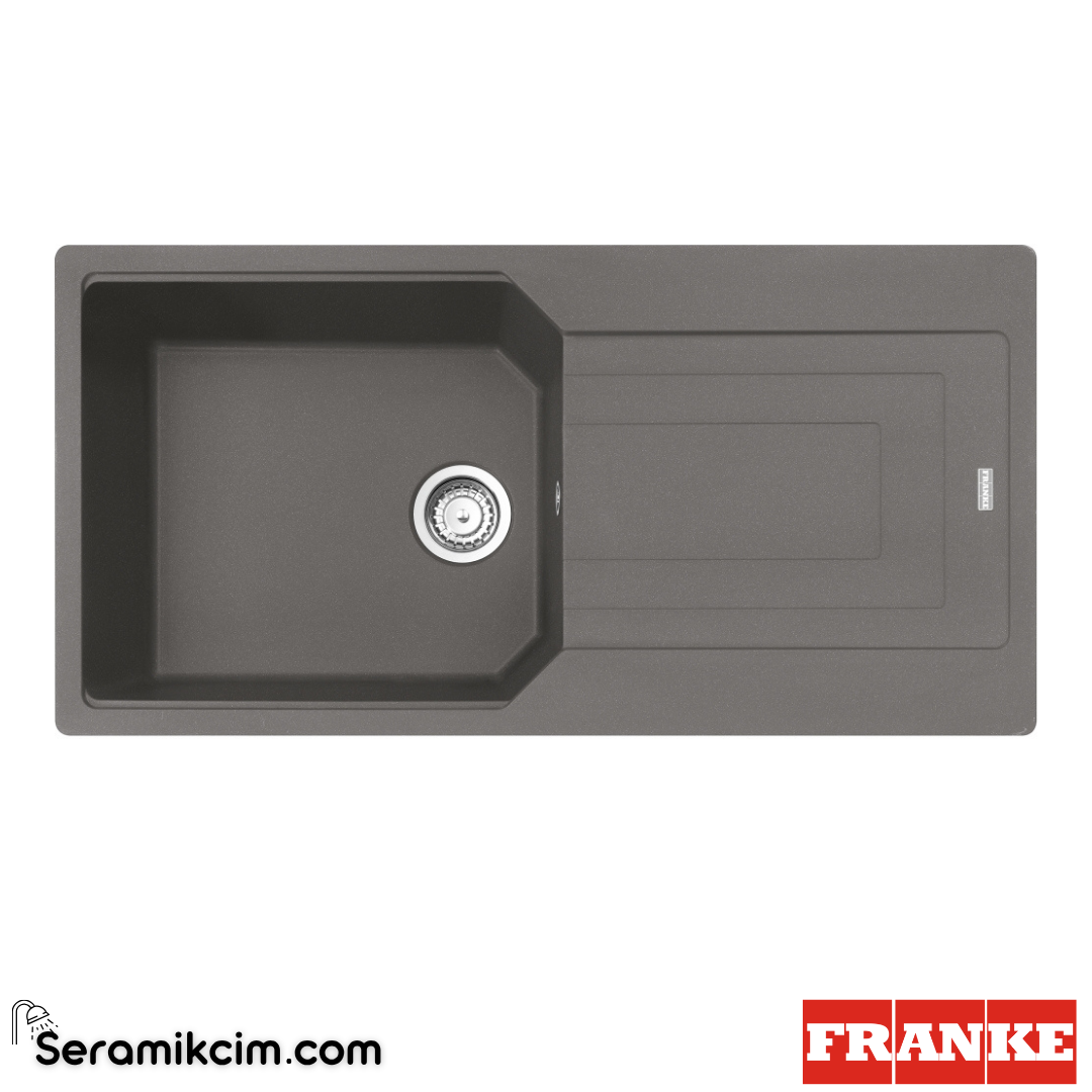 Franke Urban UBG 611-100 Tezgahüstü Damlalıklı 1 Gözlü Dikdörtgen 1000x500mm Granit Eviye Stone Grey 114.0688.453