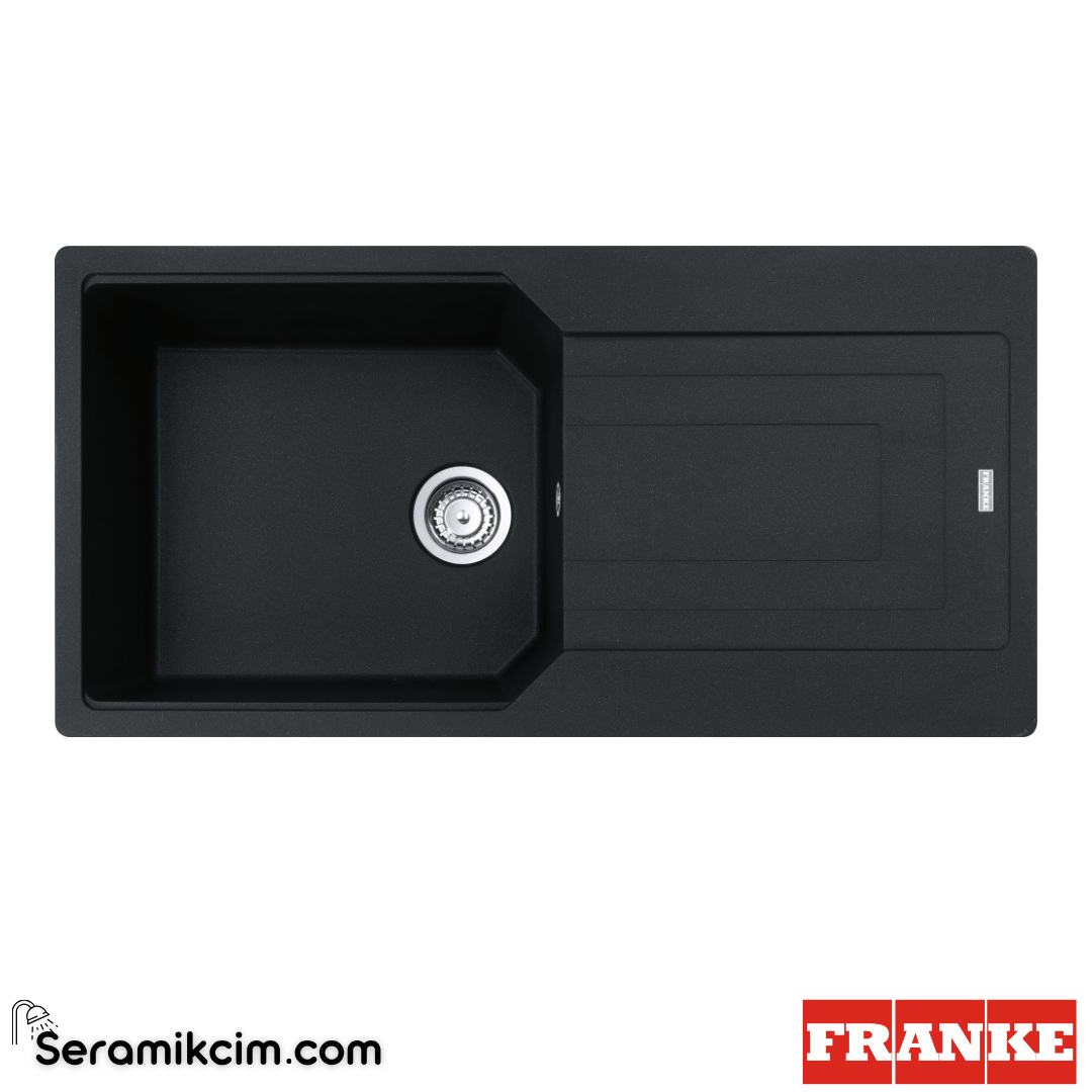 Franke Urban UBG 611-100 Tezgahüstü Damlalıklı 1 Gözlü Dikdörtgen 1000x500mm Granit Eviye Nero 114.0688.448