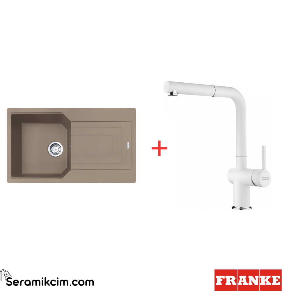 Franke Urban UBG 611-86 Tek Gözlü Damlalıklı Granit Eviye + Active Plus Doccia 2.0 Armatür