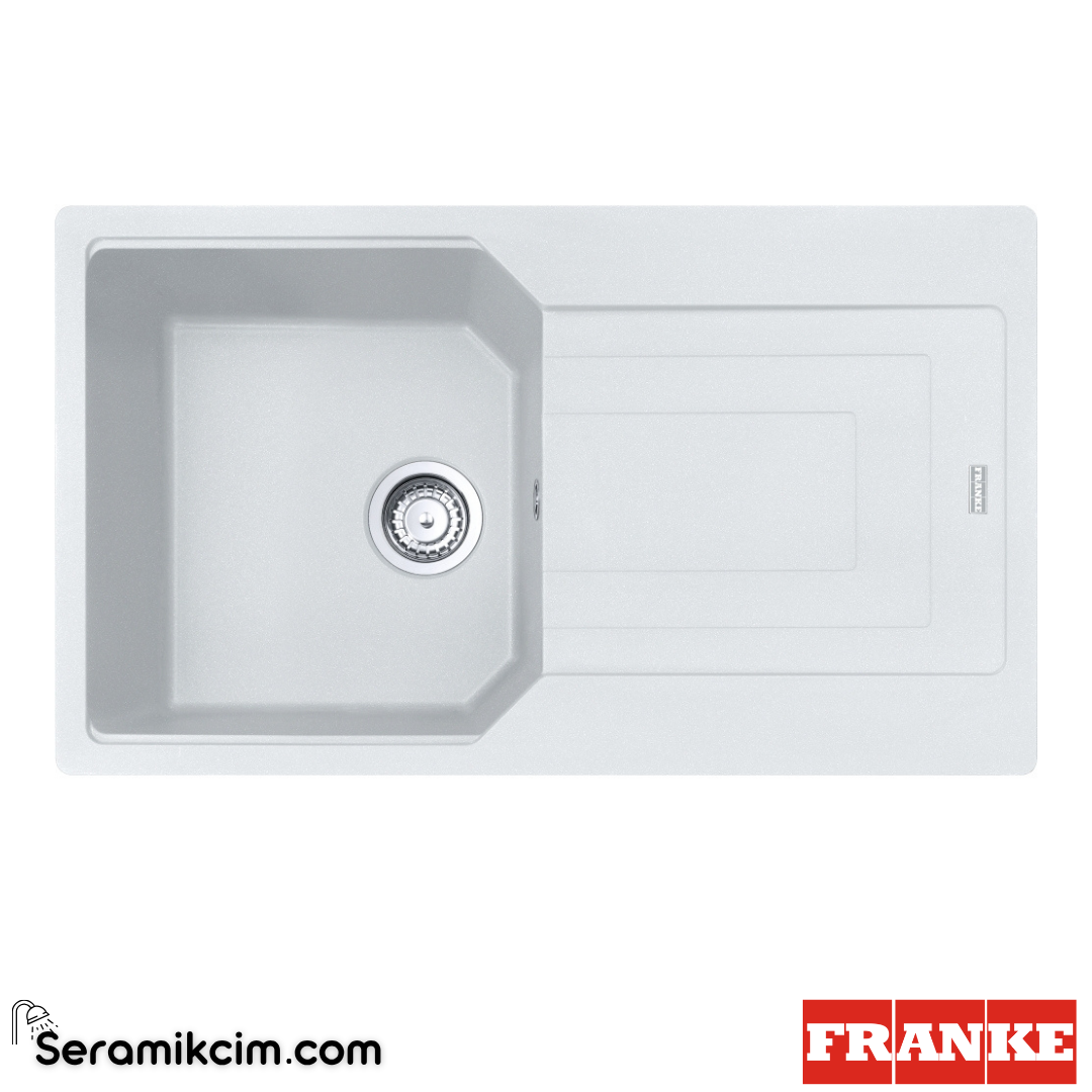 Franke Urban UBG 611-86 Tezgahüstü Damlalıklı 1 Gözlü Dikdörtgen 860x500mm Granit Eviye Bianco 114.0688.482