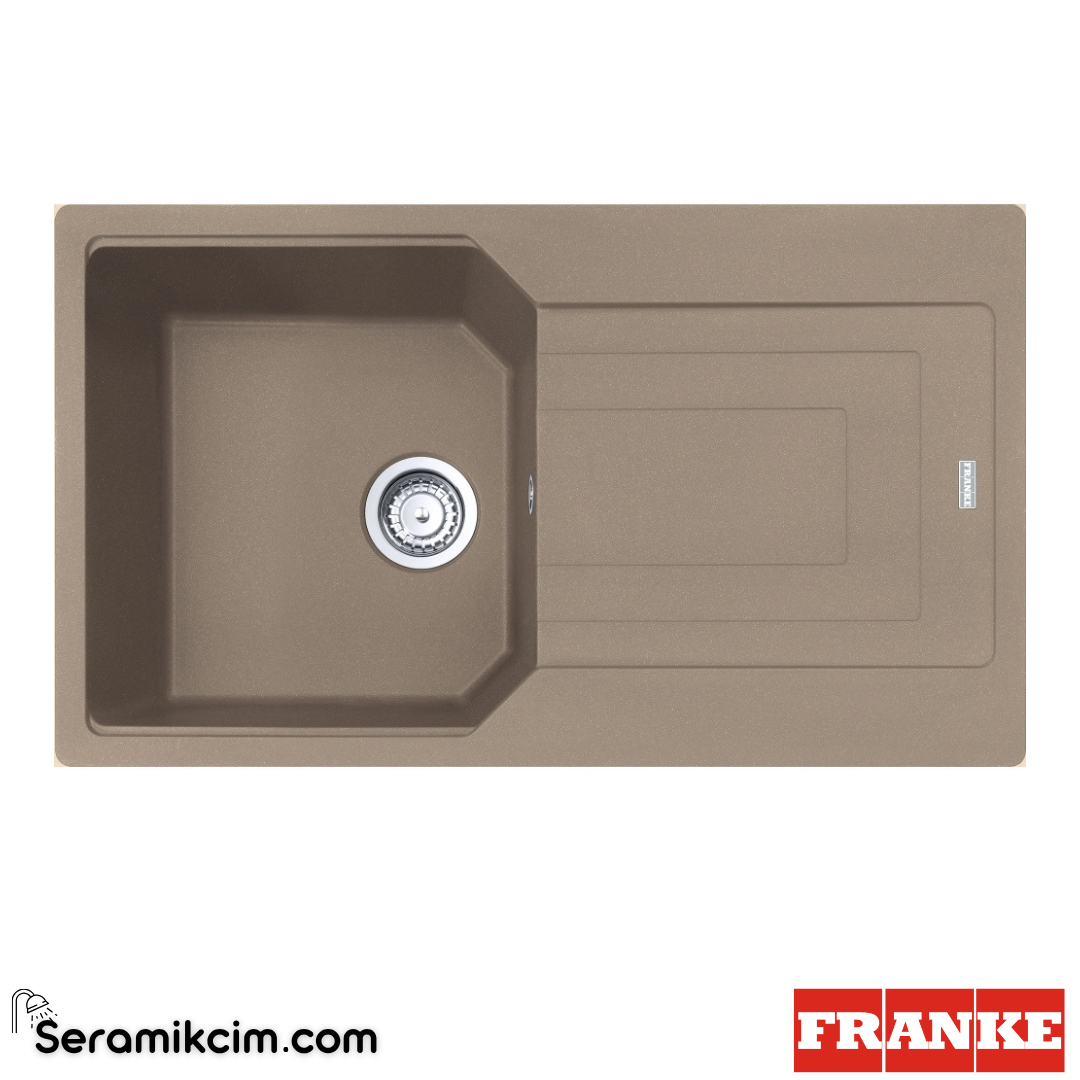 Franke Urban UBG 611-86 Tezgahüstü Damlalıklı 1 Gözlü Dikdörtgen 860x500mm Granit Eviye Oyster 114.0688.486