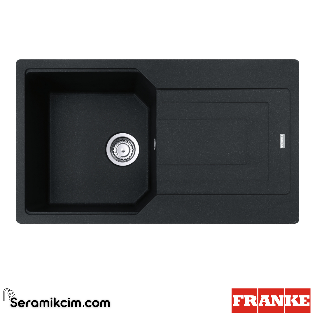 Franke Urban UBG 611-86 Tezgahüstü Damlalıklı 1 Gözlü Dikdörtgen 860x500mm Granit Eviye Nero 114.0688.481