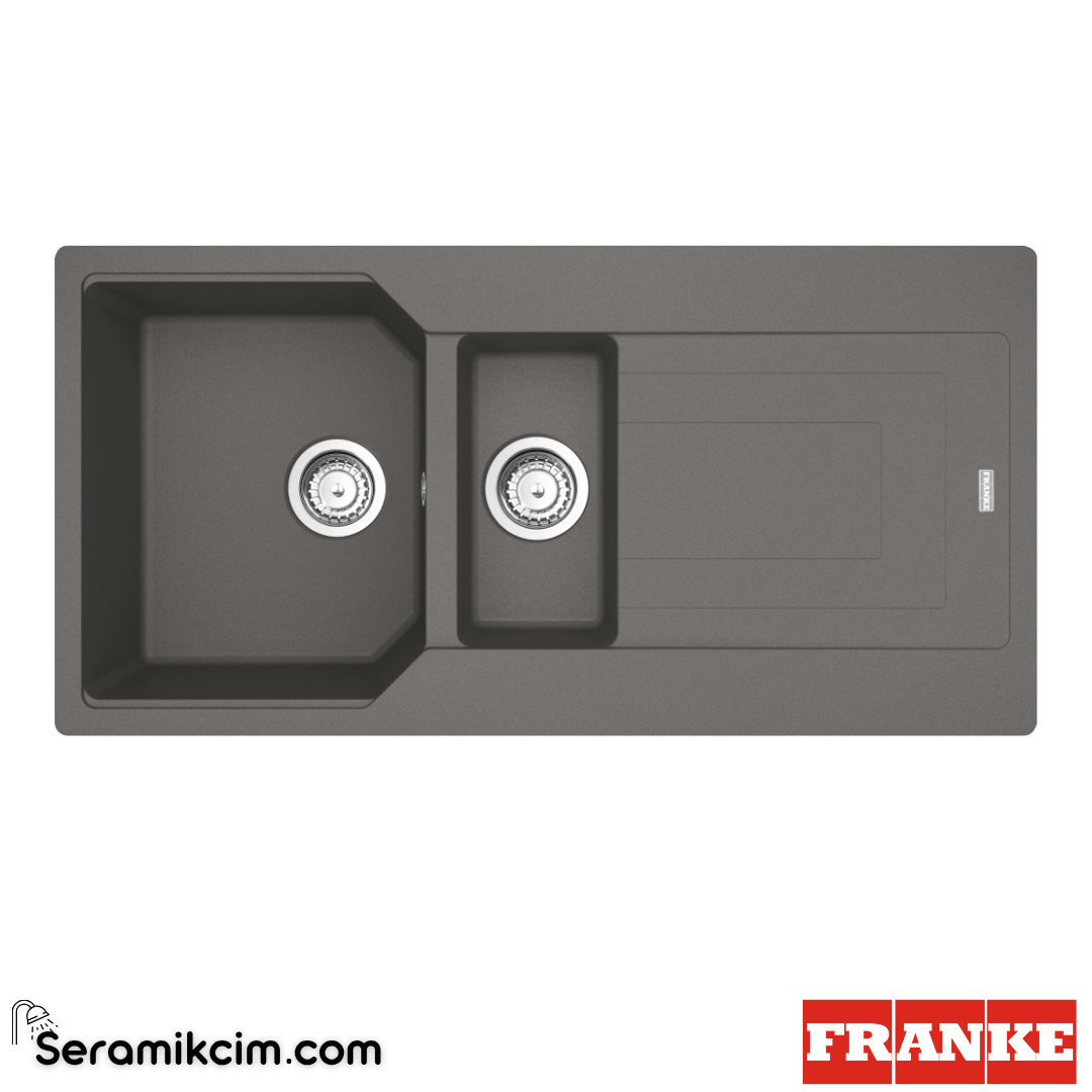 Franke Urban UBG 651-100 Tezgahüstü Damlalıklı 1,5 Gözlü Dikdörtgen 1000x500mm Granit Eviye Stone Grey 114.0688.459