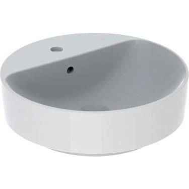 Geberit VariForm çanak lavabo, yuvarlak ve batarya banklı, taşma delikli, D45 cm - 500.769.01.2