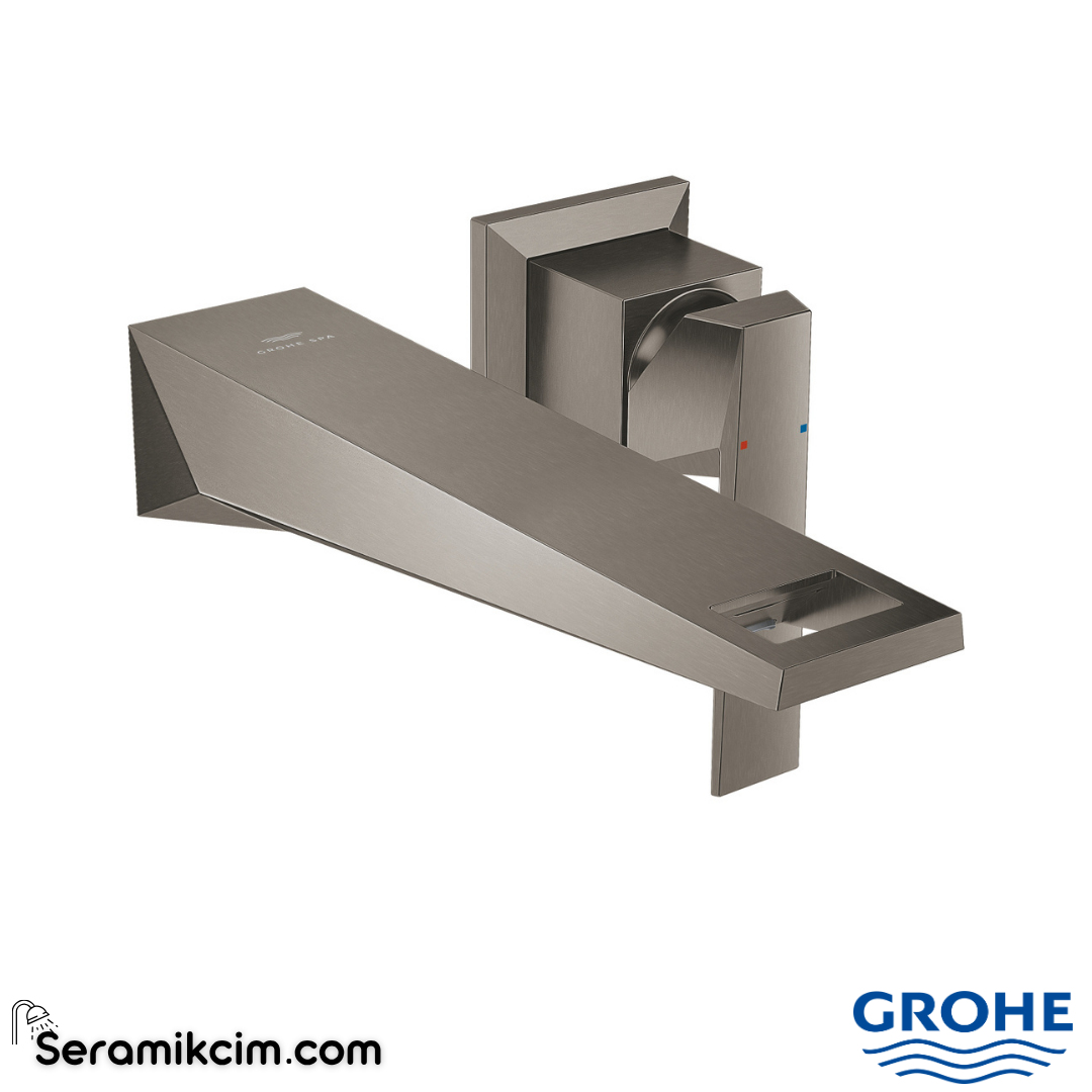 Grohe Allure Brilliant Duvardan Ankastre (L-Boy) Lavabo Bataryası (Sıva Üstü Grubu), Fırçalı Sert Grafit 29403AL0 - 29403AL0