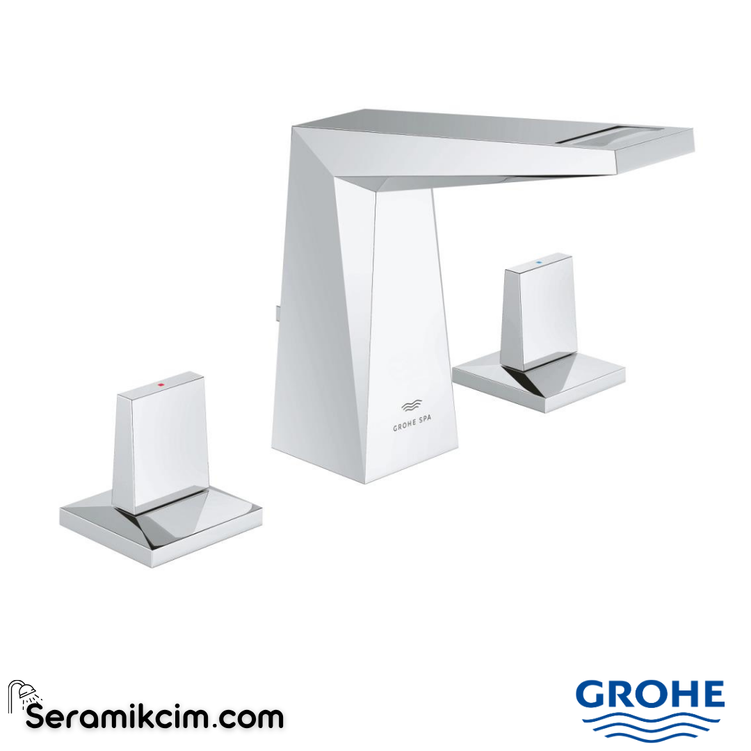 Grohe Allure Brilliant M-Boy, 3 Delikli Lavabodan Ankastre Lavabo Bataryası, Sifon Kumandalı Krom 20626000