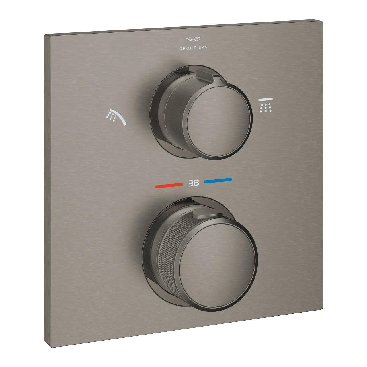 Grohe Allure Termostatik Ankastre Banyo ve Duş Bataryası (Sıva Üstü Grubu), 2 Yollu, Fırçalı Sert Grafit 29181AL2