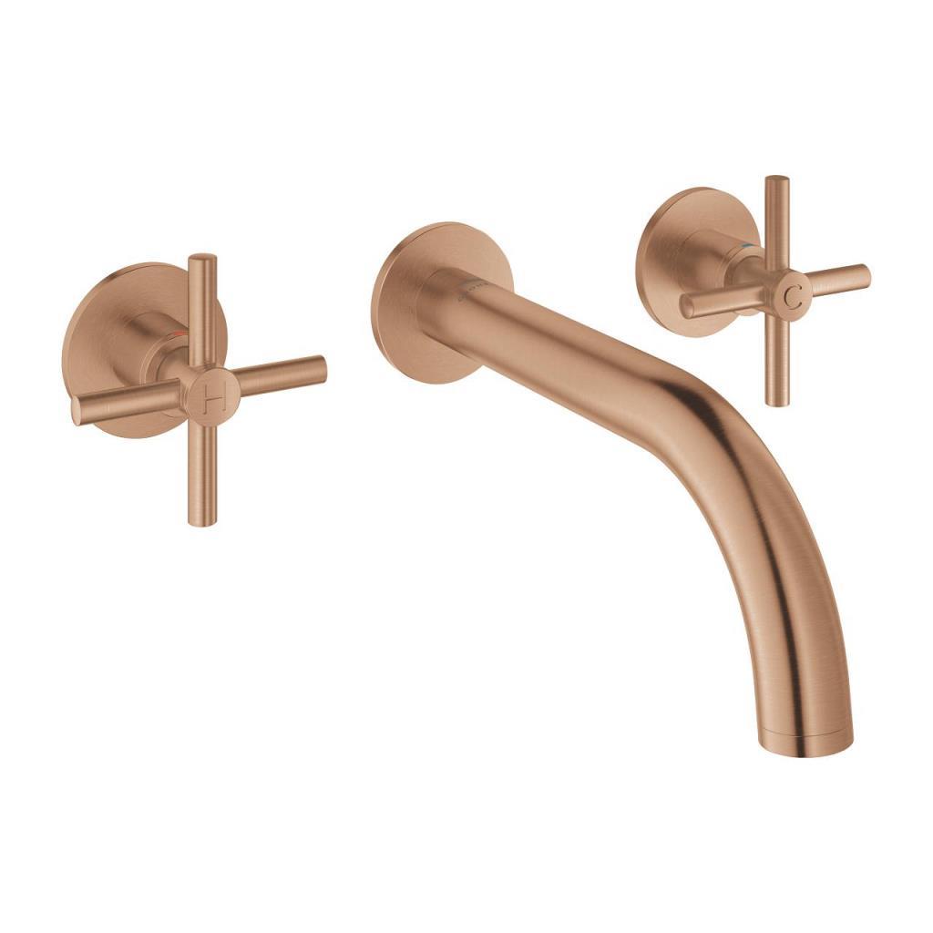 Grohe Atrio 3 Delikli Duvardan Ankastre Lavabo Bataryası (Sıva Üstü Grubu), Fırçalı Bakır 20661DL0