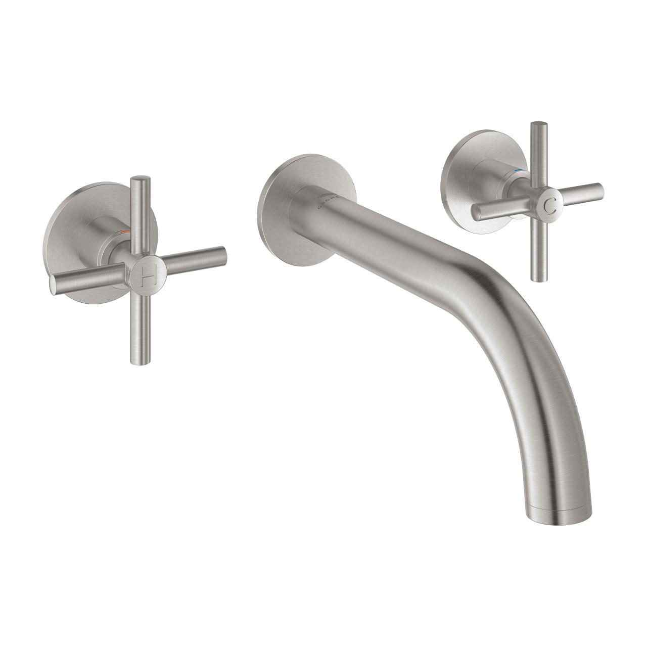 Grohe Atrio 3 Delikli Duvardan Ankastre Lavabo Bataryası (Sıva Üstü Grubu), Paslanmaz Çelik 20661DC0