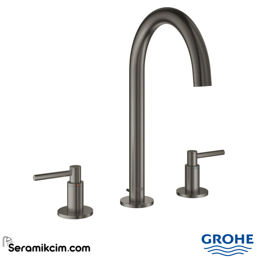 Grohe Atrio 3 Delikli Lavabo Bataryası Fırçalı Sert Grafit 20009AL3 - 20009AL3