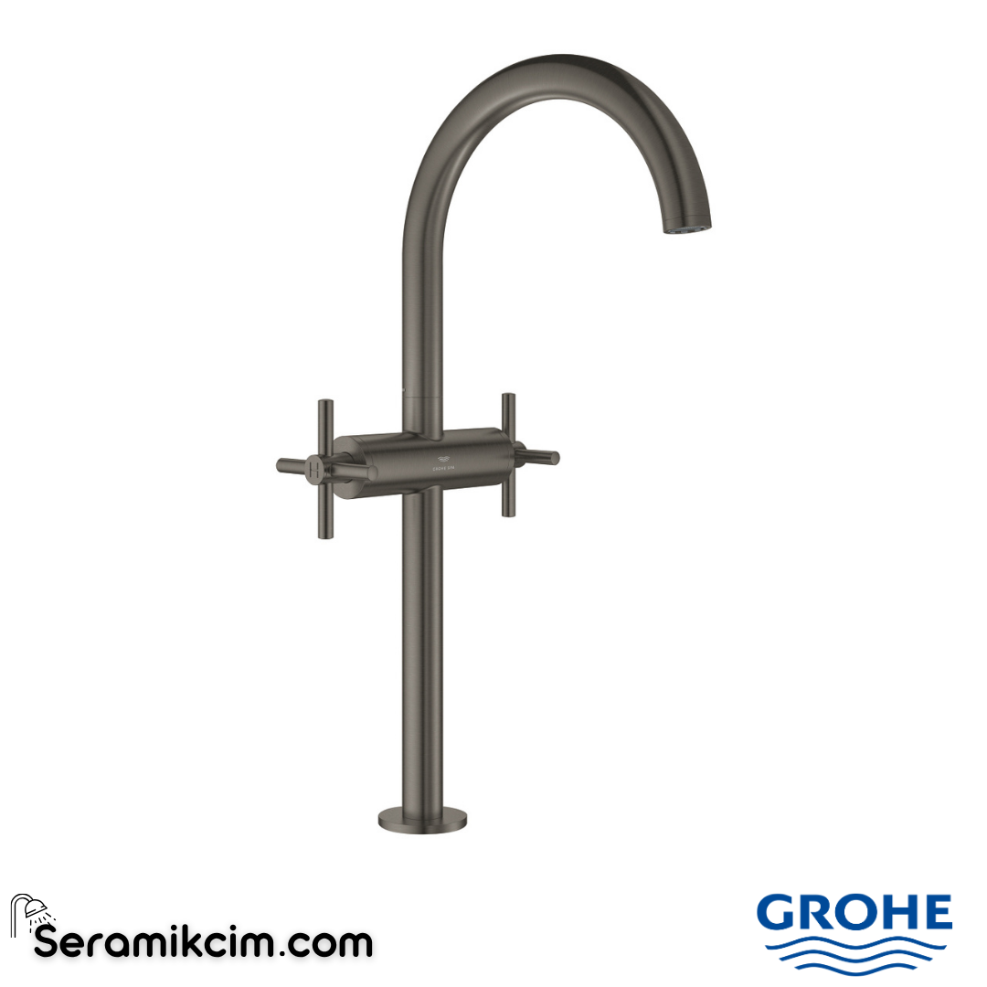 Grohe Atrio Çanak Lavabo Bataryası, Sifon Kumandalı, Fırçalı Sert Grafit 21149AL0