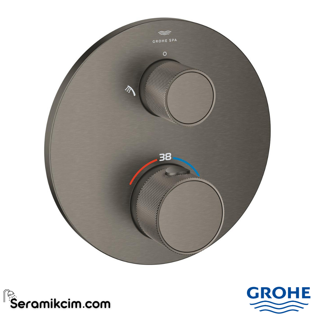 Grohe Atrio Private Collection Ankastre Termostatik Banyo Bataryası (2 Yollu, Sıva Üstü Grubu), Fırçalı Sert Grafit 24396AL0 - 24396AL0