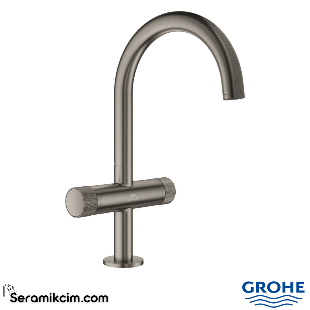 Grohe Atrio Private Collection Yüksek Lavabo Bataryası, (L-Boy) Fırçalı Sert Grafit 21138AL0 - 21138AL0