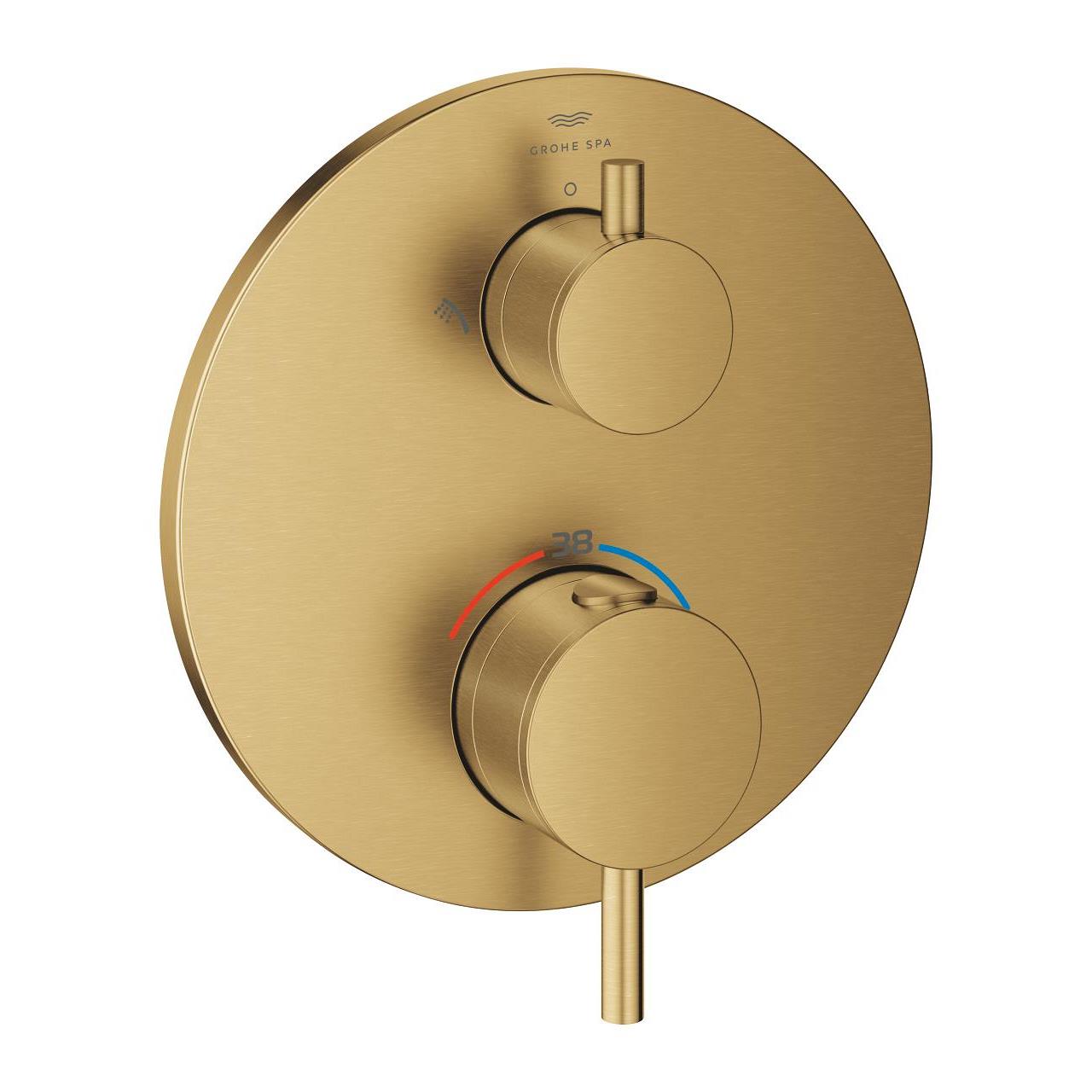 Grohe Atrio Termostatik Banyo/Duş Bataryası (Sıva Üstü Grubu), 2 Yollu, Fırçalı Altın 24358GN0