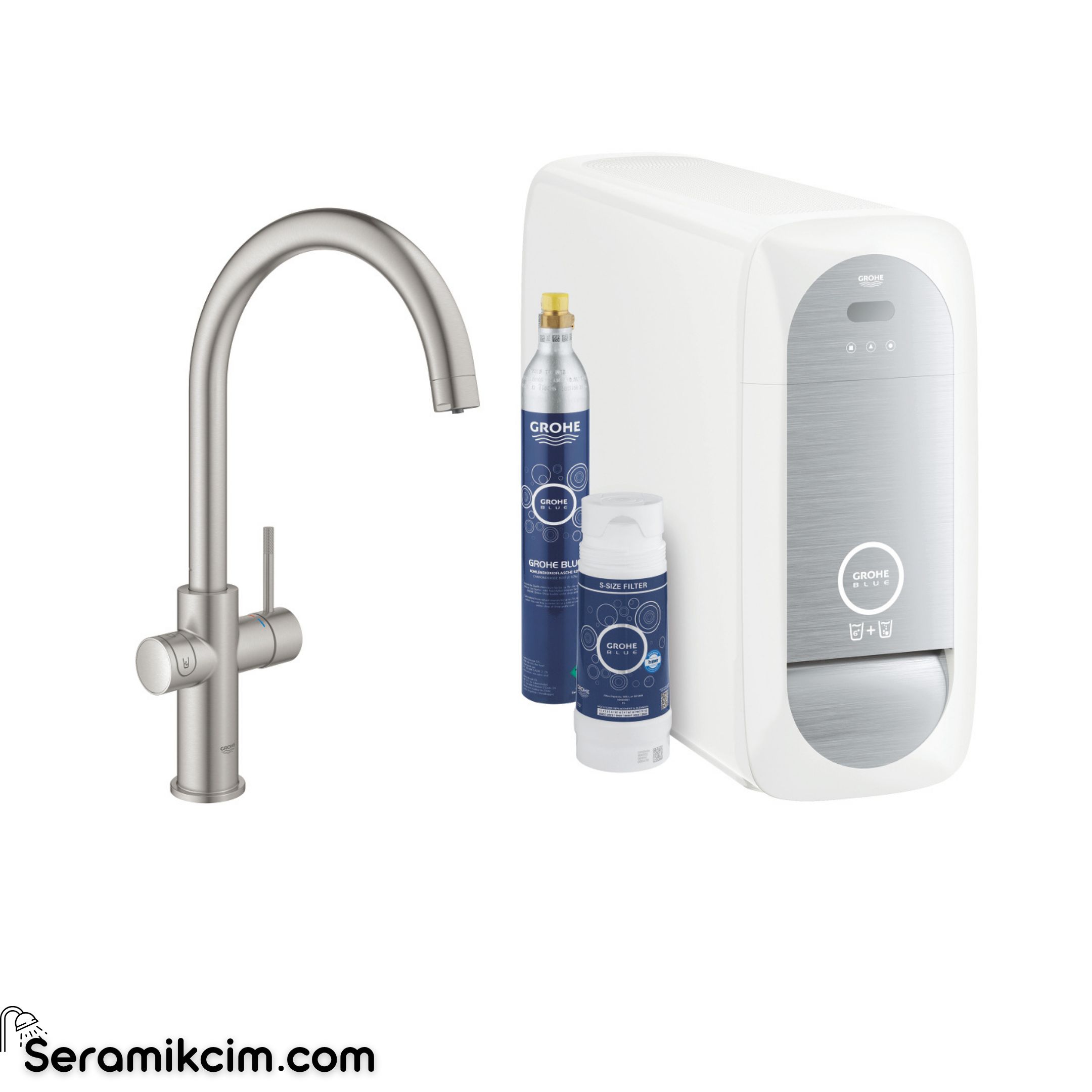 Grohe Blue Home Arıtmalı İçme Suyu ve Soda Yapan Eviye Bataryası, Paslanmaz Çelik 31456DC1