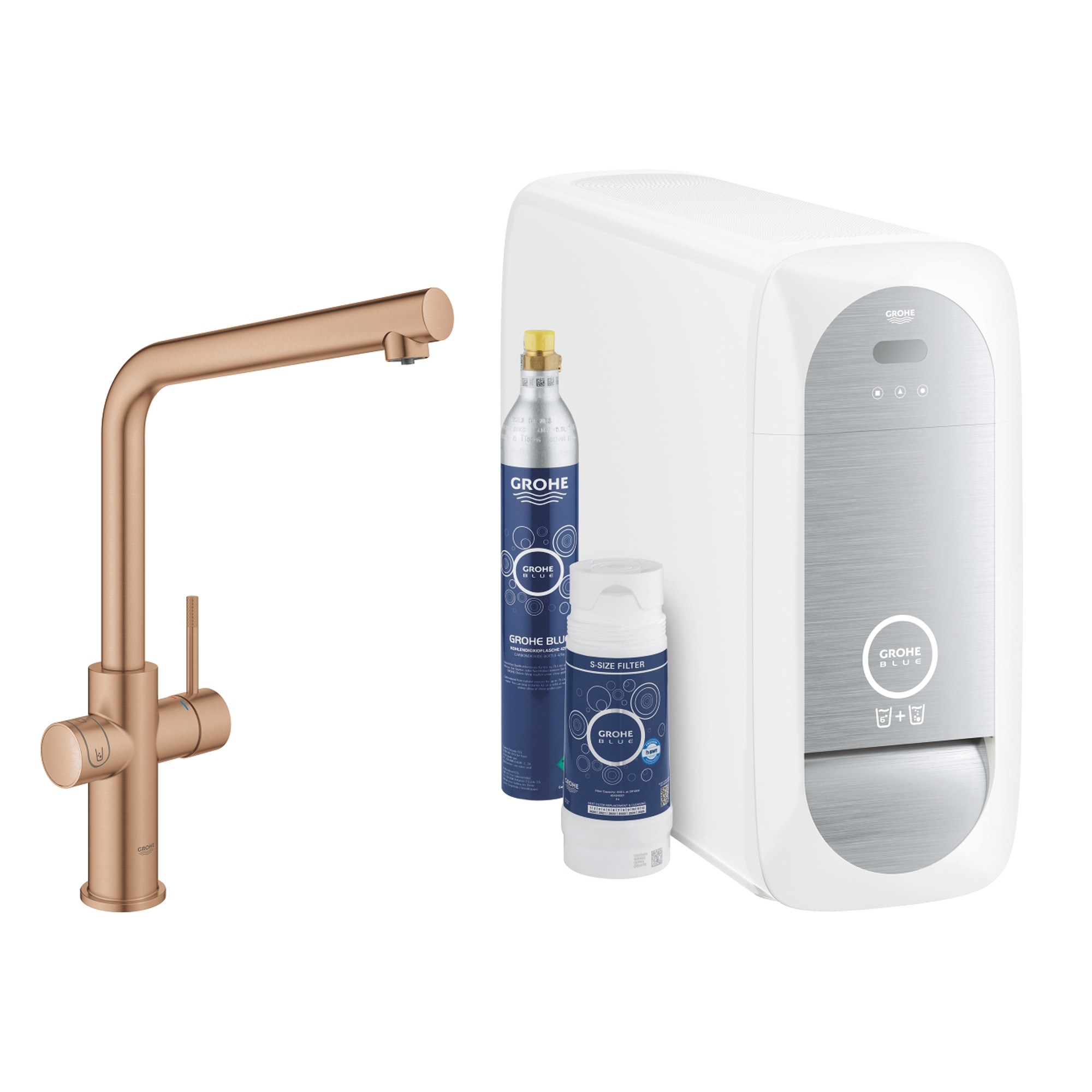 Grohe Blue Home Arıtmalı İçme Suyu ve Soda Yapan Mutfak Bataryası Fırçalı Bakır 31454DL1