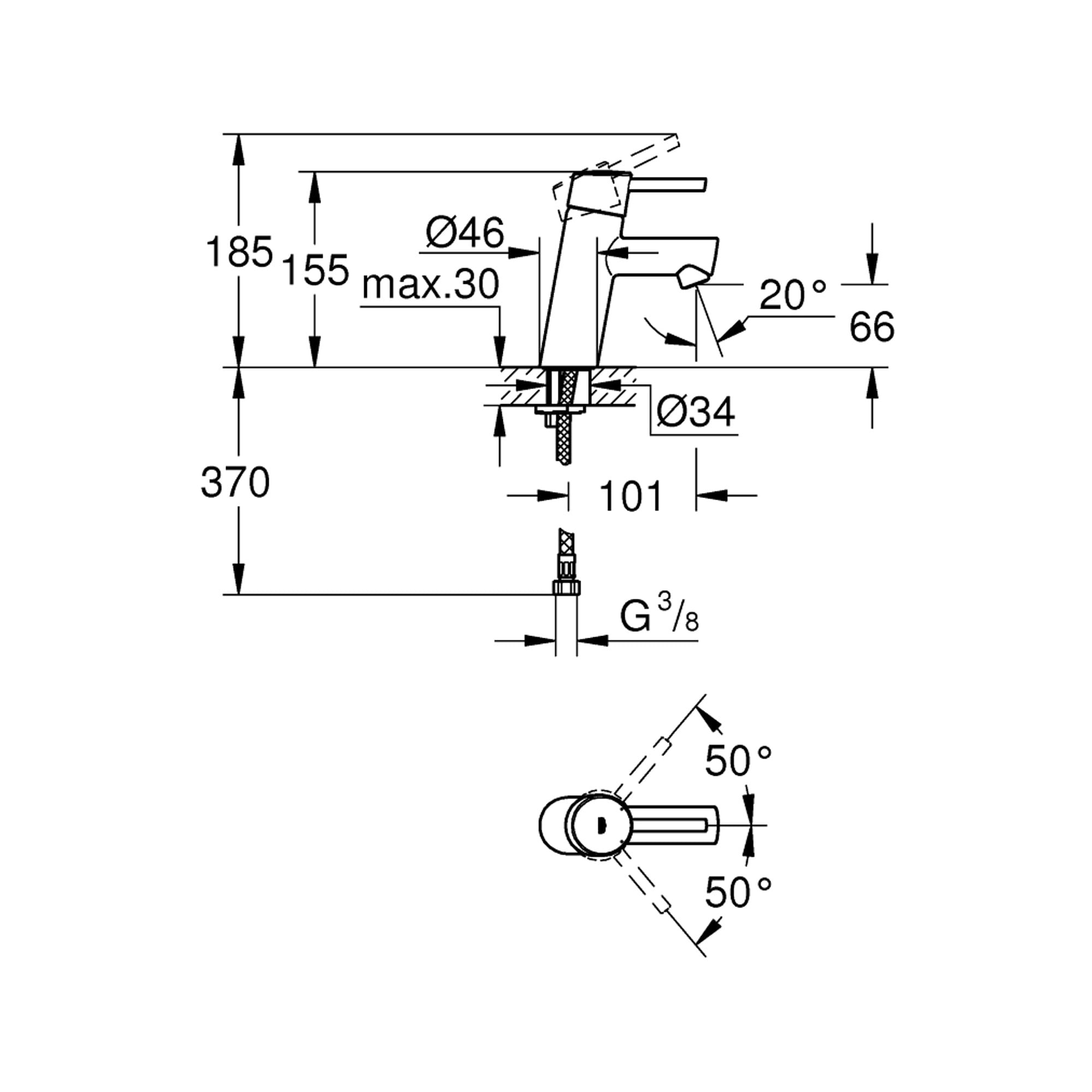 Grohe Concetto Lavabo Bataryası S Boy Krom 3224010E