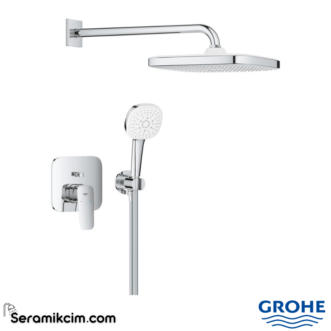 Grohe Cubeo Ankastre Banyo Bataryası, Tepe ve El Duşu Seti Krom 1053360000 - 1053360000
