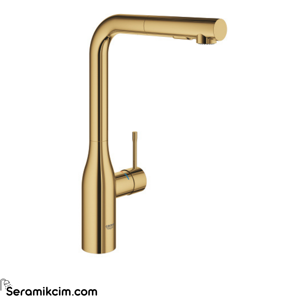 Grohe Essence Spiralli Eviye Bataryası, 2 Akışlı, Parlak Altın 30504GL0