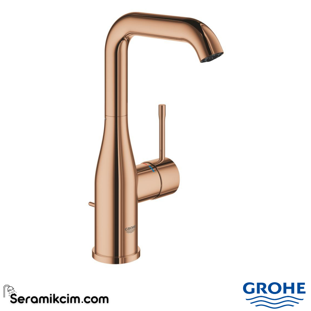 Grohe Essence Yüksek Lavabo Bataryası, Sifon Kumandalı, Parlak Bakır 24174DA1 - 24174DA1