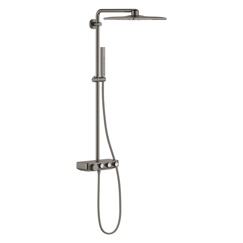 Grohe Euphoria SmartControl System 310 Cube Duo Duvara Monte Termostatik Bataryalı Duş Sistemi, Fırçalı Sert Grafit 26508AL0
