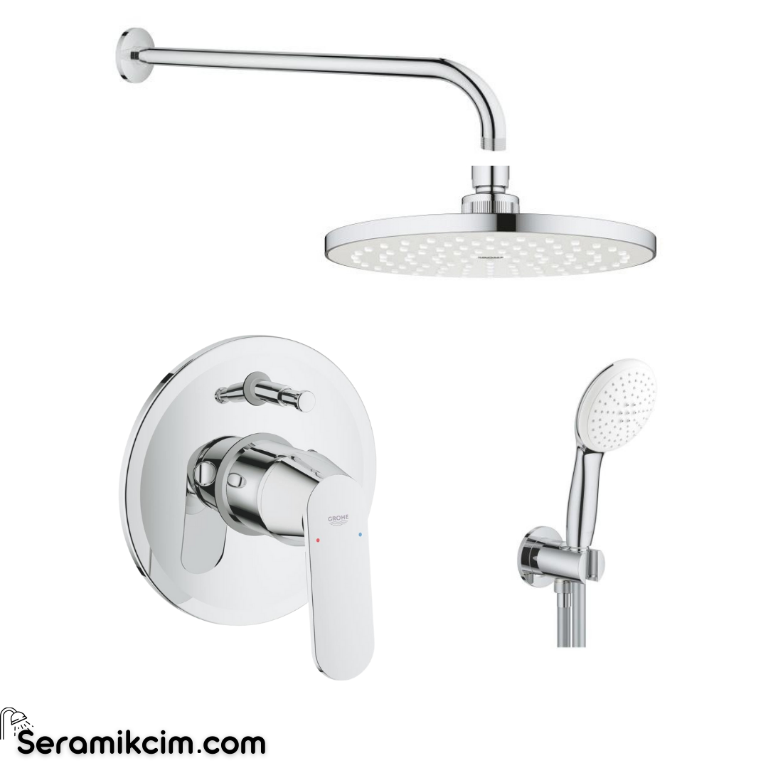 Grohe Eurosmart Cosmopolitan Ankastre Banyo Bataryası Set (Tepe Duşu + El Duşu + Batarya Set) 32879SET0