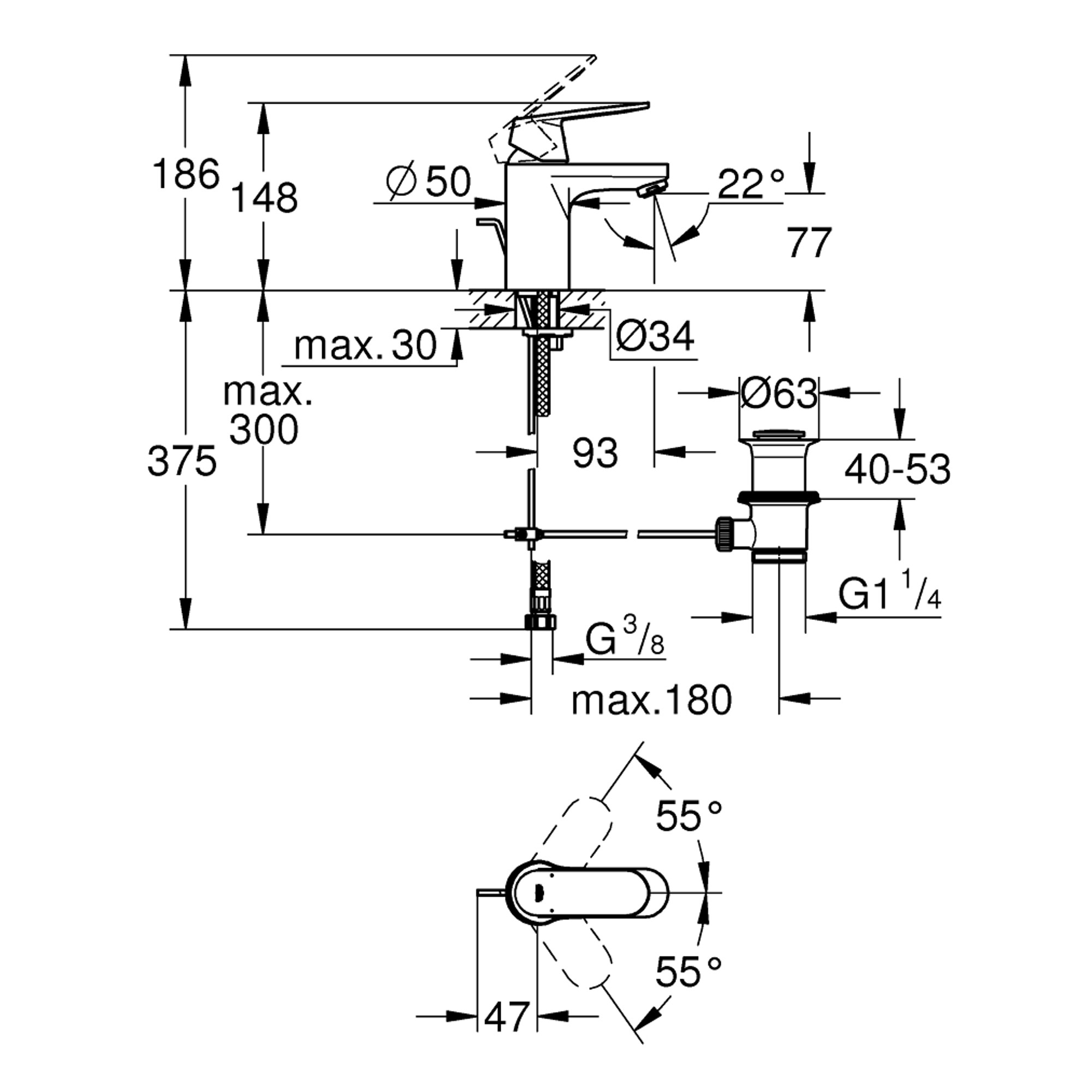 Grohe Eurosmart Cosmopolitan Lavabo Bataryası S Boy Krom 3282500E