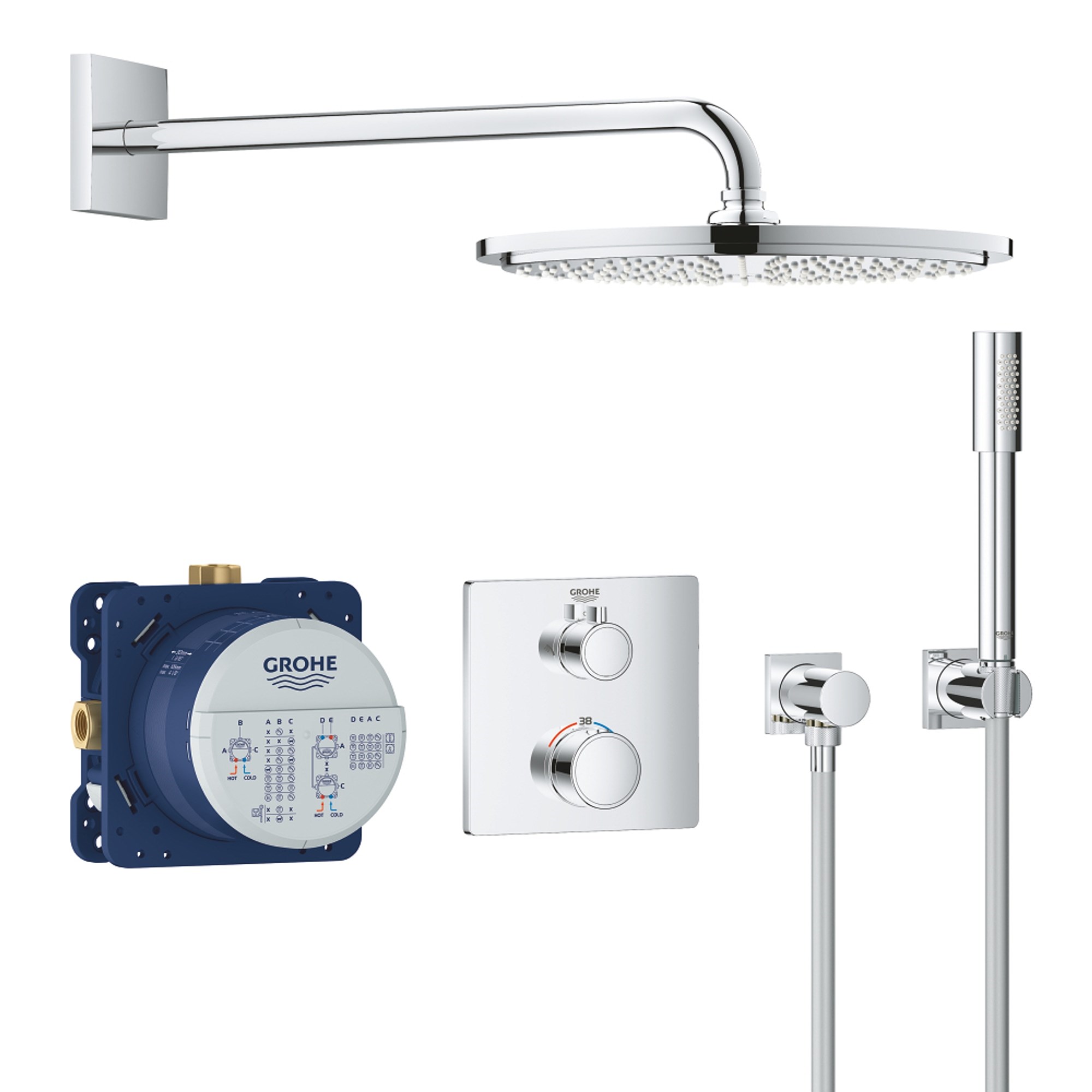 Grohe Grohtherm Ankastre Duş Seti Rainshower Cosmopolitan 310 Krom 34730000