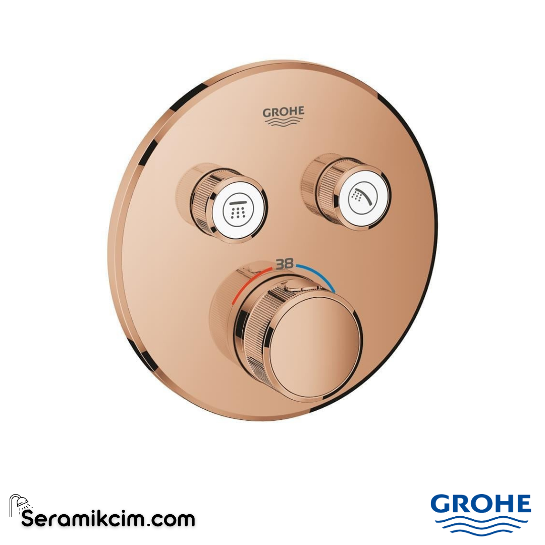 Grohe Grohtherm SmartControl Ankastre Termostatik Banyo/Duş Bataryası (Sıva Üstü Grubu) 2 Yollu Bakır 29119DA0 - 29119DA0
