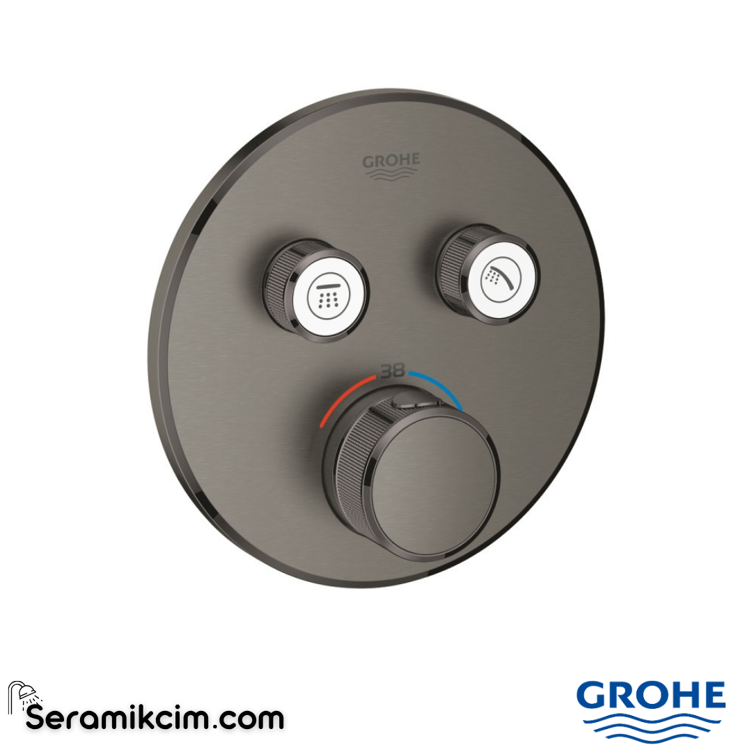 Grohe Grohtherm SmartControl Ankastre Termostatik Duş Bataryası (Sıva Üstü Grubu), Fırçalı Sert Grafit 29118AL0