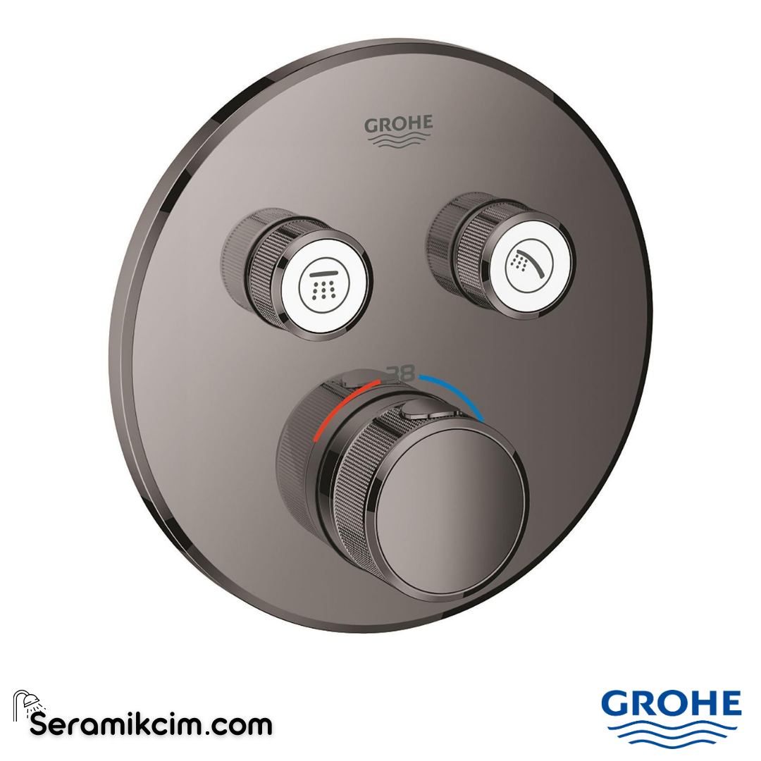 Grohe Grohtherm SmartControl Ankastre Termostatik Banyo/Duş Bataryası (Sıva Üstü Grubu) 2 Yollu Sert Grafit 29119A00 - 29119A00