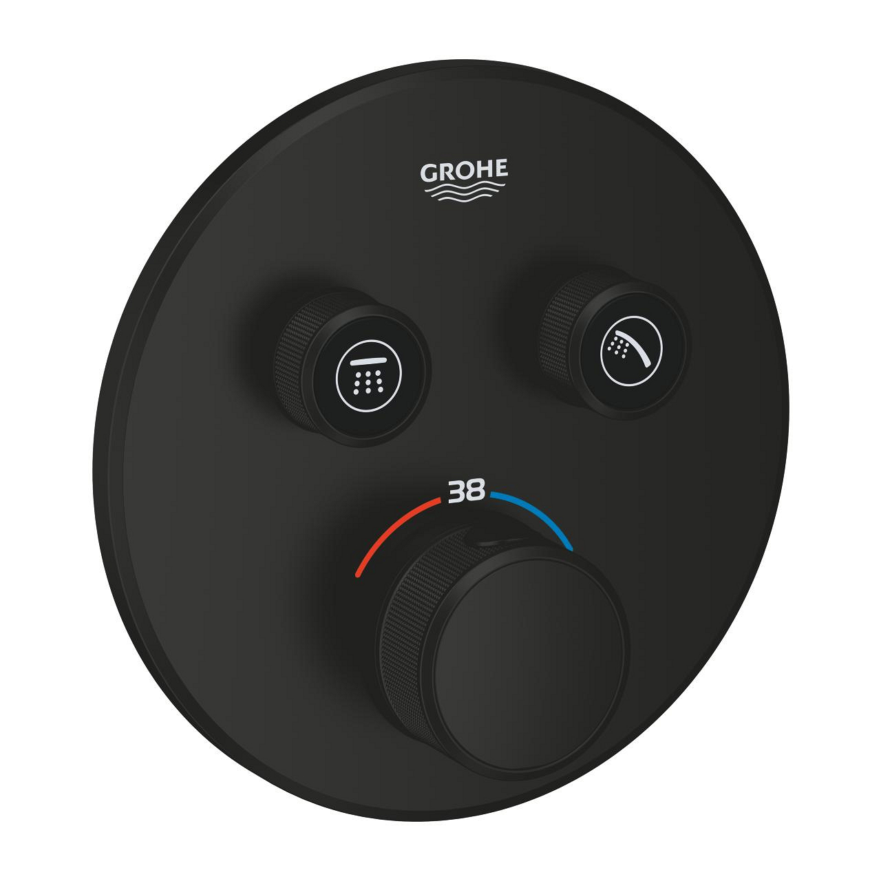 Grohe Grohtherm SmartControl Ankastre Termostatik Banyo Bataryası, Çift Valfli Akış Kontrollü (Sıva Üstü Grubu), Mat Siyah 291192430